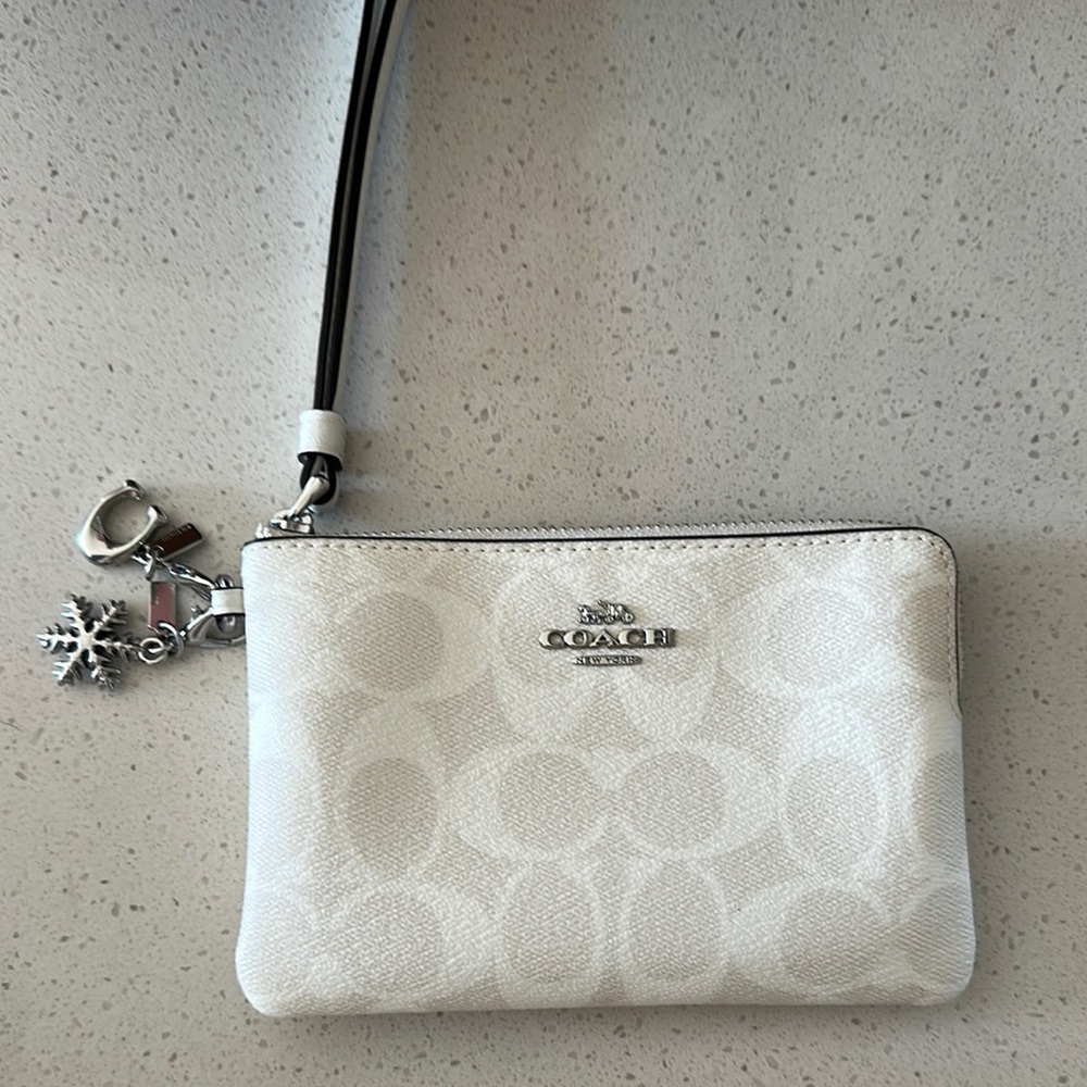 Coach White Wristlet Bag